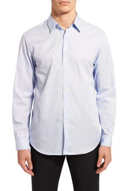 Theory Irving Stretch Stripe Button-up Shirt In Olympic/ White