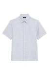 Theory Irving Stripe Short Sleeve Linen Button-up Shirt In White