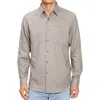 Theory Irving Twill Button-up Shirt In Taupe Mlge