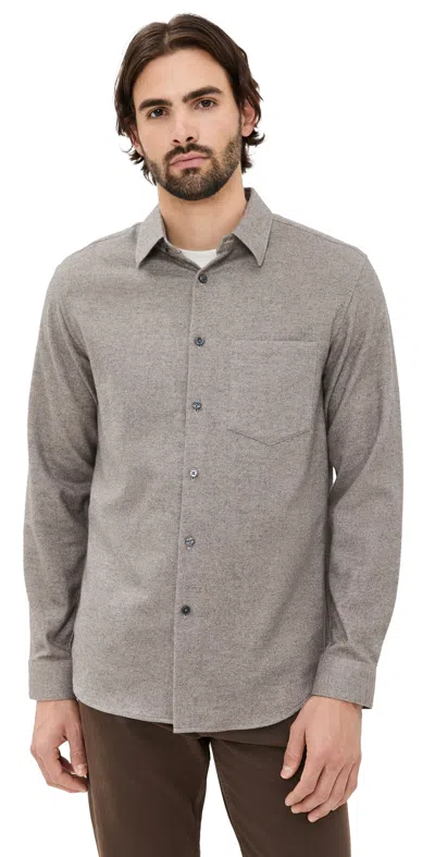 Theory Irving Twill Pocket Shirt Taupe Melange