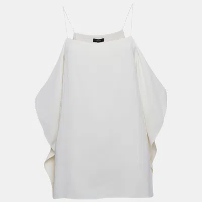 Theory Ivory Rosina Crepe Keyhole Sleeve Slip Tank Top In White