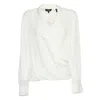Theory Ivory V-neck Blouse With Lapel Wrap