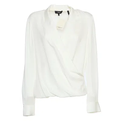 Theory Ivory V-neck Blouse With Lapel Wrap