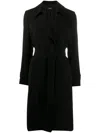 Theory Belted-waist Wool-cashmere Coat In Black  