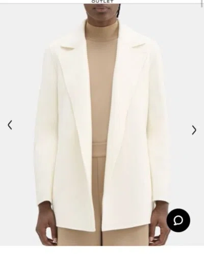 Pre-owned Theory Jacket Women's Clairene Wool Coat Luxe Divide Med Or Large $595. In White