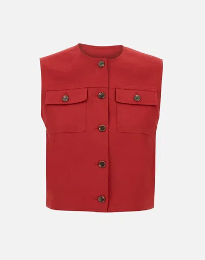 Theory Sleeveless Trucket Vest In Red
