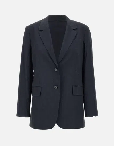 Theory Blazer Oversized Padded Shoulders In Blue