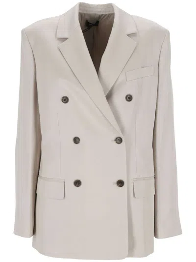 Theory Doppelreihiger Blazer Aus Twill In Steingrau