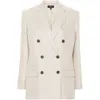 Theory Off-white Double-breasted Jacket With Notched Revers In Viscose Woman In Beige