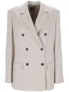 Theory Off-white Double-breasted Jacket With Notched Revers In Viscose Woman In Beige