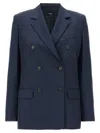 Theory Notched Lapels Double-breasted Blazer In Blue