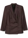 Theory Hickory Double Breasted Blazer In Brown