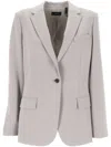 Theory Admiral Crepe One-button Staple Blazer In Platinum