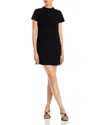Theory Short-sleeve Rolled-neck Admiral Crepe Mini Dress In Black