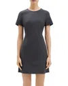 Theory Jatinn Short-sleeve Traceable Wool Suiting Dress In Charcoal Melange