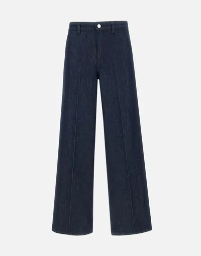Theory Wide-leg Mid Rise Jeans In Blue