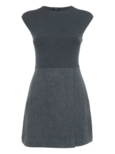 Pre-owned Theory Jersey Textured Dress In Gray