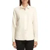 Theory Juniors Womens Solid Silk Button-down Top In Neutral