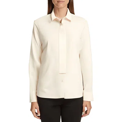 Theory Juniors Womens Solid Silk Button-down Top In Neutral