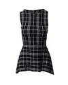 Theory Kalora Lustrate Plaid Peplum Blouse In Navy Blue Rayon In Blue