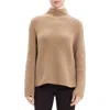 Theory Karenia Cashmere And Felted Wool Turtleneck Sweater In Palomino/ivory