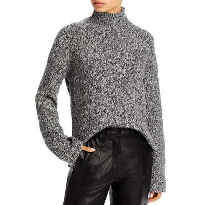 Theory Karenia Womens Cashmere Marled Funnel-neck Sweater In Gray