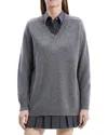 Theory Karenia Wool Cashmere V Neck Sweater In Grey