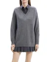 Theory Karenia Wool Cashmere V Neck Sweater In Light Charcoal