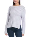 Theory Karina Cable Wool & Cashmere-blend Sweater In Gray