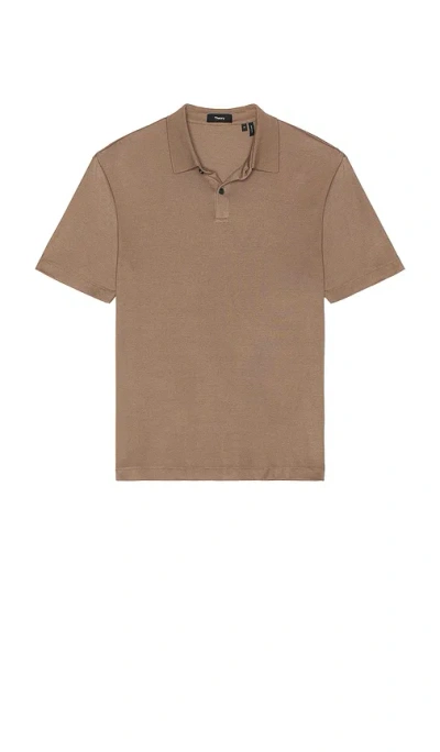 Theory Kayser Short Sleeve Polo In Walnut