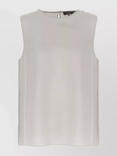 Theory Keyhole Back Lightweight Fabric Round Neck Sleeveless Top In Gray