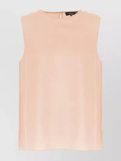 Theory Keyhole Back Lightweight Fabric Top In Pink