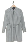 Theory Keyhole Long Sleeve Wool Minidress In Grey Light Heather