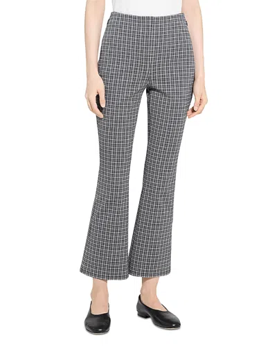 Theory Kick Flare Plaid Pants In Gray