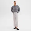Theory Kick Pant In Herringbone Knit In Light Grey Melange