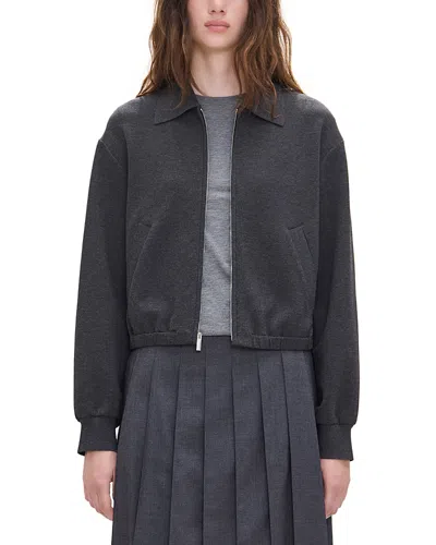 Theory Knit Blouson Zip Jacket In Gray