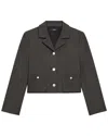 Theory Check Recycled Wool Blend Crop Jacket In Grey