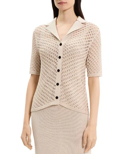 Theory Knit Camp Shirt In Neutral