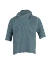 Theory Knit Open Back Bolero Top In Teal Wool In Green