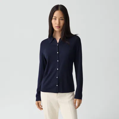 Theory Knit Shirt In Regal Wool In Blue