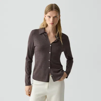 Theory Knit Shirt In Regal Wool In Brown
