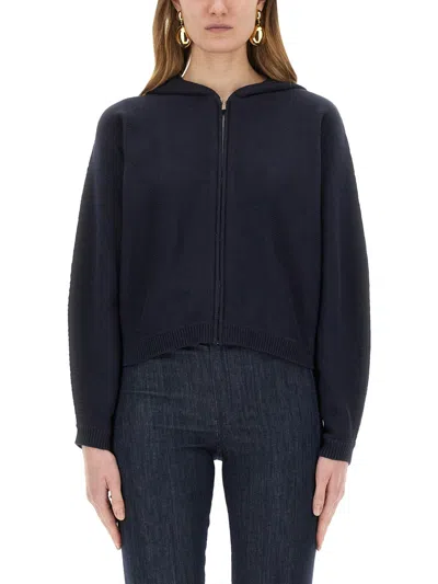 Theory Knit Sweatshirt With Zipper In Blue