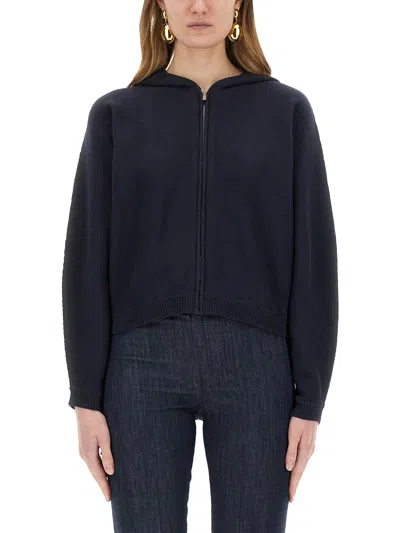 Theory Knit Sweatshirt With Zipper In Blue