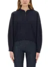 Theory Knit Sweatshirt With Zipper In Blue