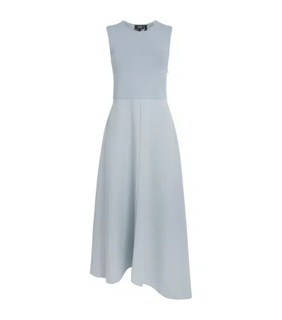 Theory Knit-satin Midi Dress In Blue