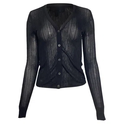 Theory Knitted Buttoned Cardigan In Black Silk