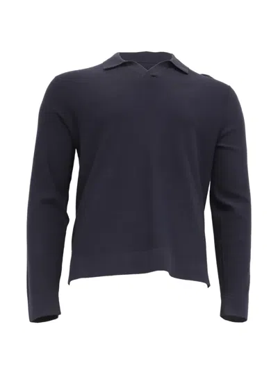Pre-owned Theory Knitted Collared Sweater In Blue