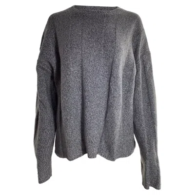 Theory Knitted Crewneck Sweater In Grey Wool In Gray