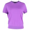 Theory Knitted Crewneck T-shirt In Purple Wool In Purple
