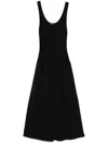 Theory Scoop Neckline Midi Dress With Flared Skirt In 黑色